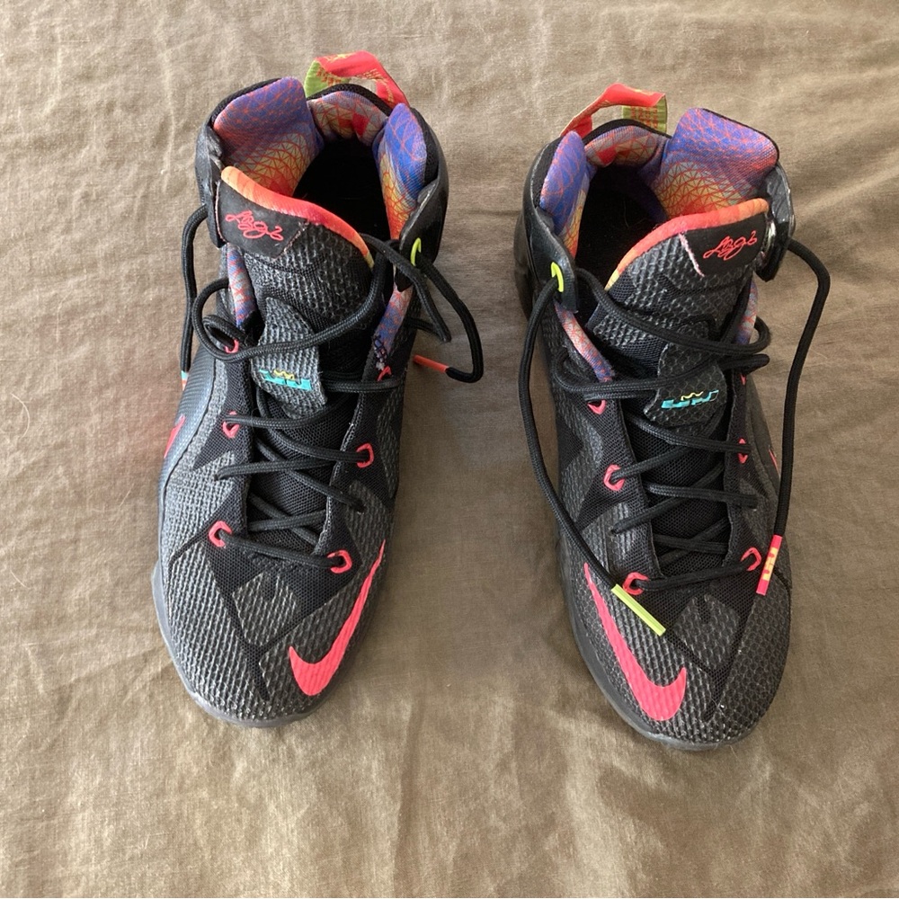 Nike LeBron Sneakers - 5.5Y /7.5W /Eur 38 - black w neon accents - 2014 ed